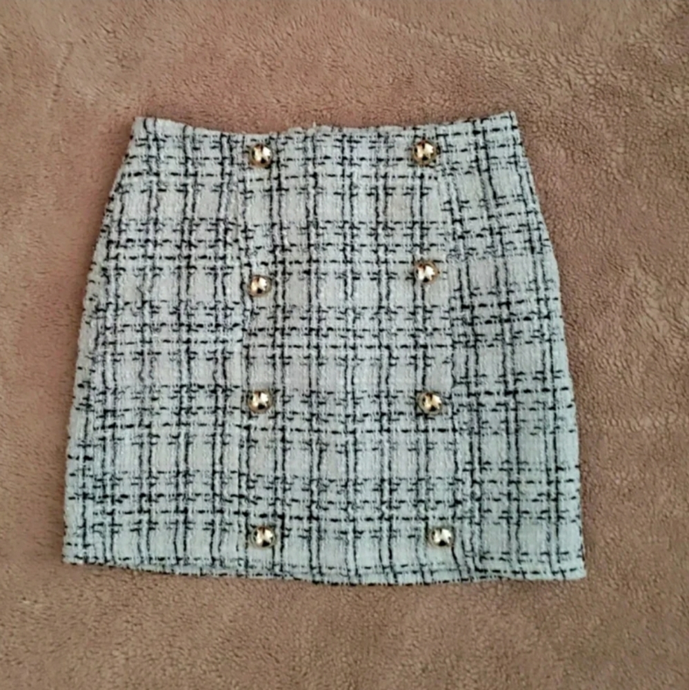 High Waisted Tweed Mini Skirt